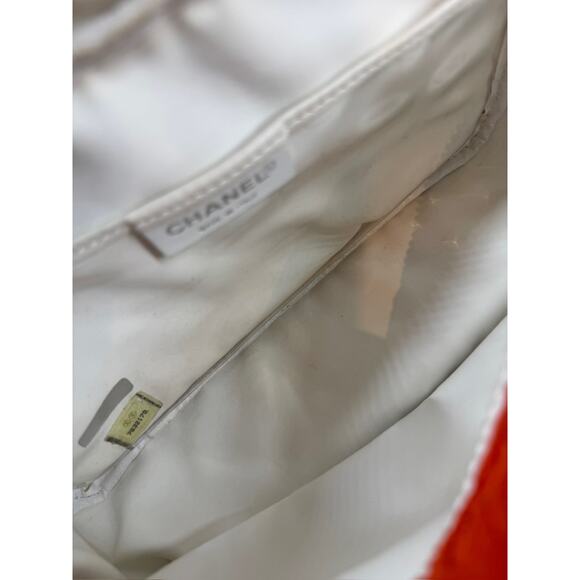 Chanel Orange Terry Cloth Sport Line Flap Bag w White Resin Chainlink Hardware - Picture 7 of 8